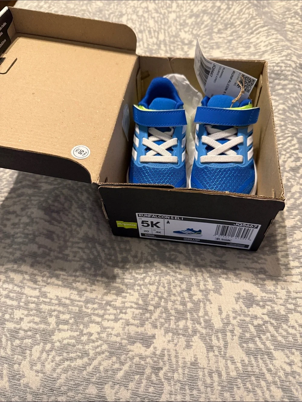 adidas Bright Blue Kids Sneakers with White Stripes
